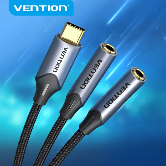 Vention Type C to Dual 3.5 Jack USB C to 3.5mm Aux Double Earphones Audio Adapter for USB-C Tablet Phone Laptop Jack 3 5 Cable