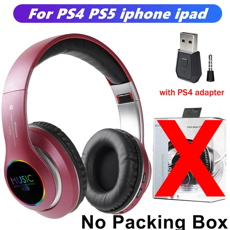 New HIFI Stereo Headphones Bluetooth Headphones Music Headphone Support SD Card With Mic Foldable Phone Laptop PS4 PS5 TV PC