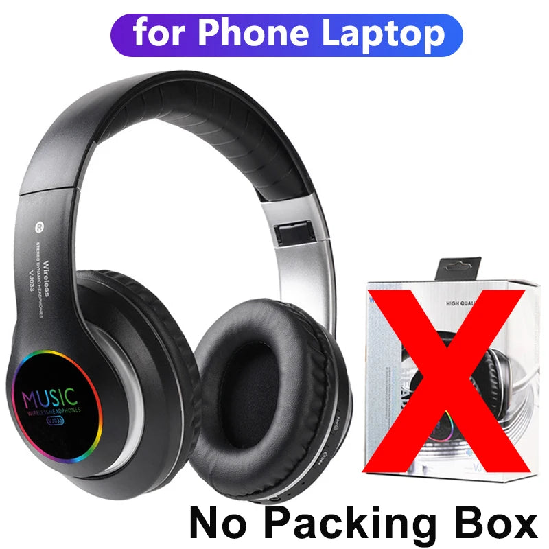 New HIFI Stereo Headphones Bluetooth Headphones Music Headphone Support SD Card With Mic Foldable Phone Laptop PS4 PS5 TV PC