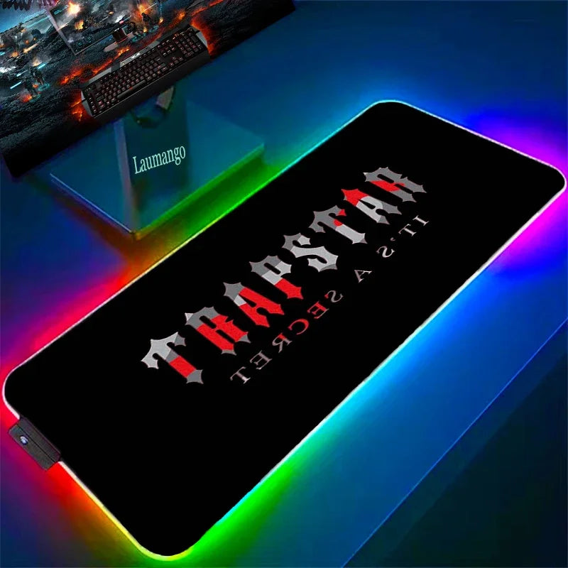 RGB Mousepad T-Trapstar London Gamer Mouse Mats Luminous Backlight Keyboard LED Desk Pad With Wire Gaming Accessories Pc Cabinet