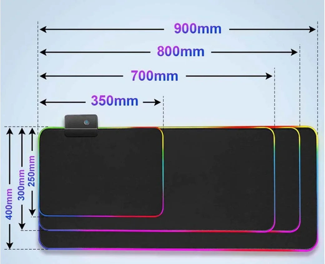LED Light Mousepad RGB Keyboard Cover Desk-mat Colorful Surface Black Mouse Pad Waterproof Multi-size World Computer Gamer