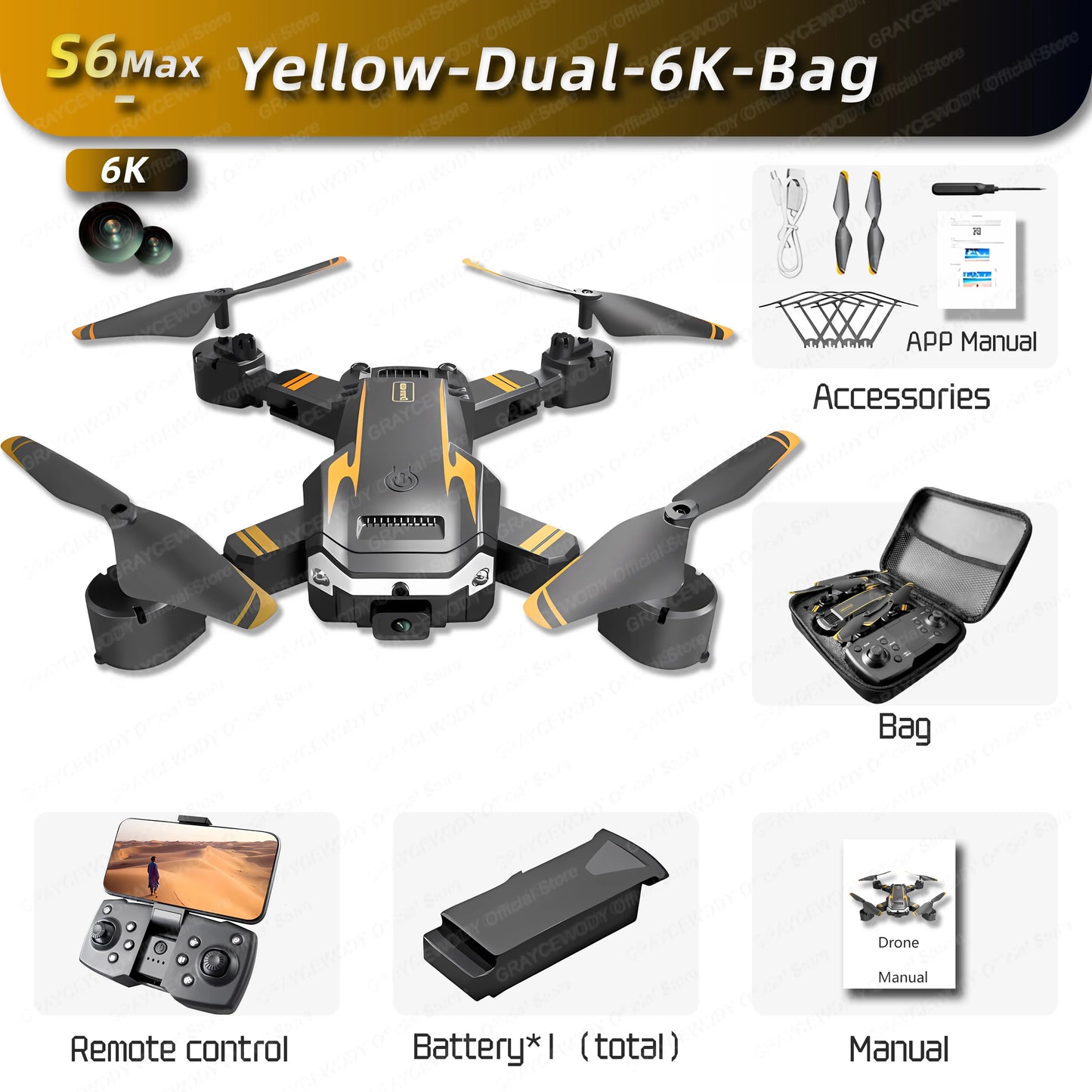 New S6 Max Drone 8k Profesional 4K HD Camera Obstacle Avoidance Aerial Photography Optical flow Foldable Quadcopter Sell Apron