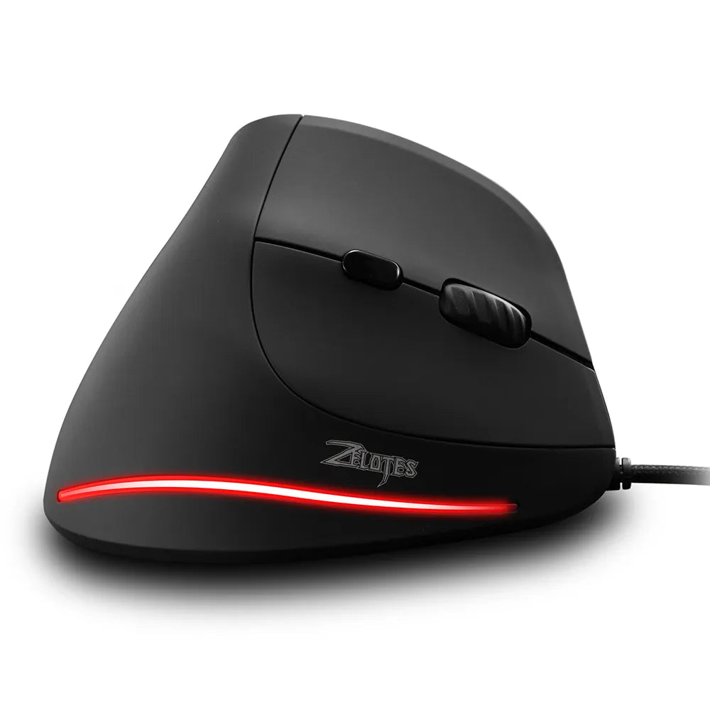 ZELOTES T-20 Mouse Wired Vertical Mouse Ergonomic Rechargeable 3200DPI Optional Portable Gaming Mouse for Mac Laptop PC Computer