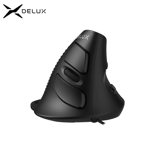 Delux M618BU Ergonomic Office Vertical Mouse 6 Buttons 600/1000/1600 DPI Right Hand Mice with Wrist mat For PC Laptop Computer