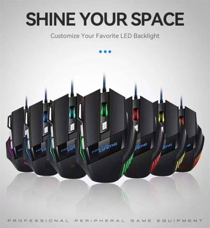 X8 Mechanical Wired Gaming Mouse  7 Keys Wired Ergonomic Mouse RGB Backlit Glowing USB 800/1200/ 1600/ 3200 Dpi Gaming Mouse