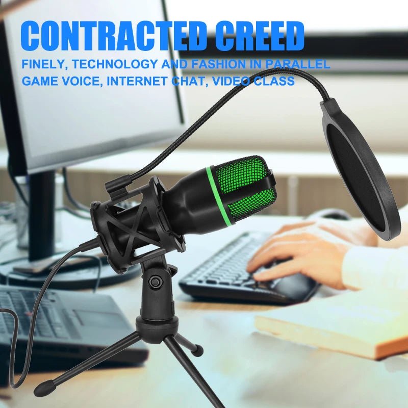 Professional USB Condenser Microphone For PC Laptop Streaming Video Games YouTube Podcasts  Vocals