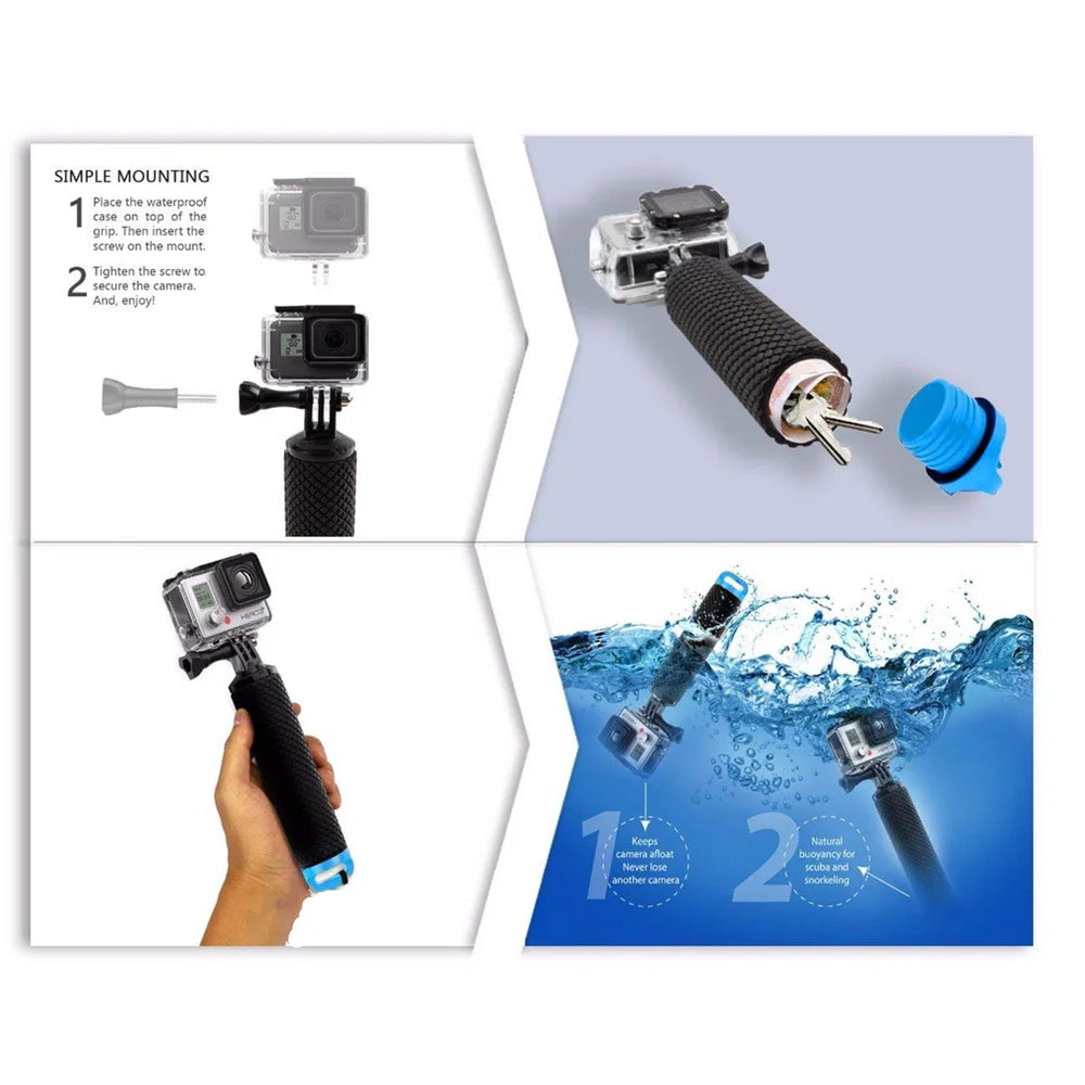 Water Floating Hand Grip Handle Mount Float Accessories for  Gopro Hero 11 9 8 7 5  Xiaomi Yi 4K Sjcam DJI Osmo Action Camera