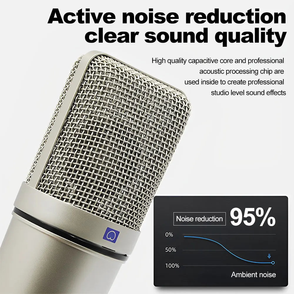 Professional Condenser Microphone for YouTube Studio Vocals Instruments Podcasting and Recordings with Shockmount Audio Cable