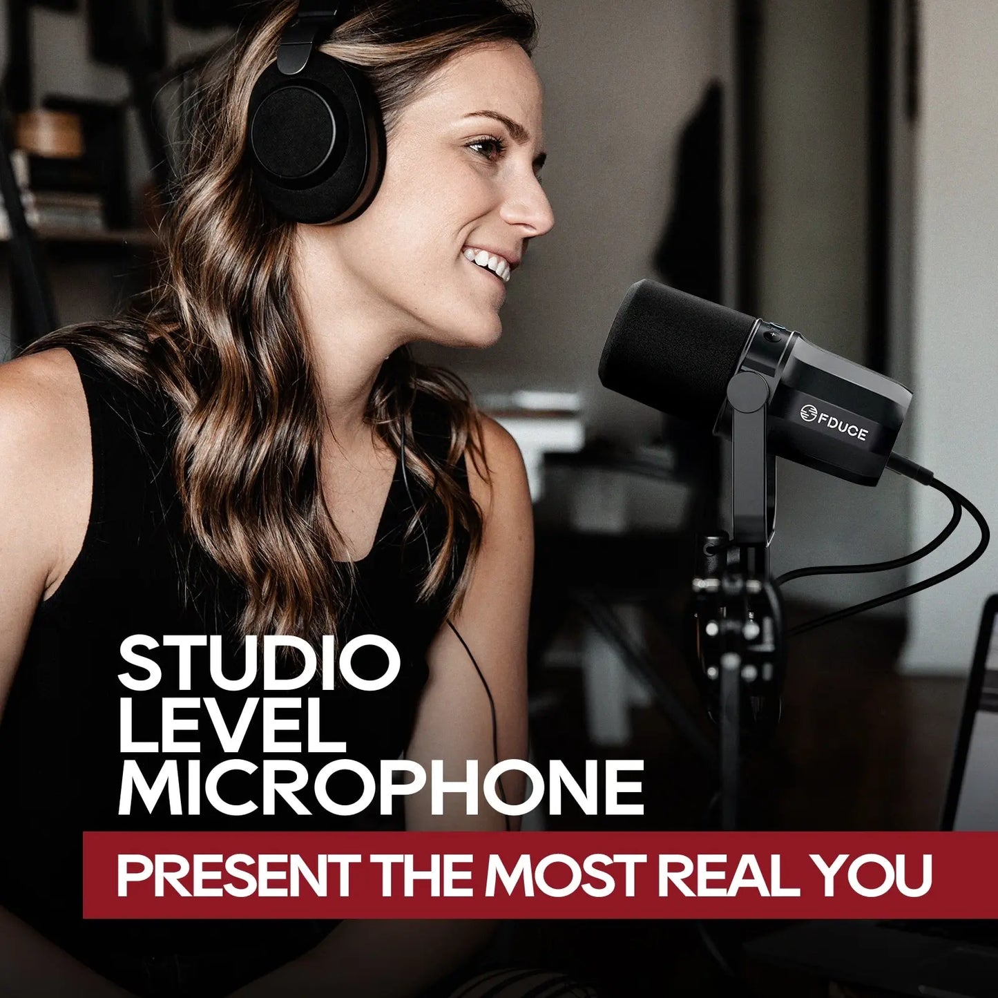 FDUCE Dynamic Microphone SL40X/SL40 Metal Built-in Headset Output Sound Insulation For Podcasts,Live Broadcast and Games