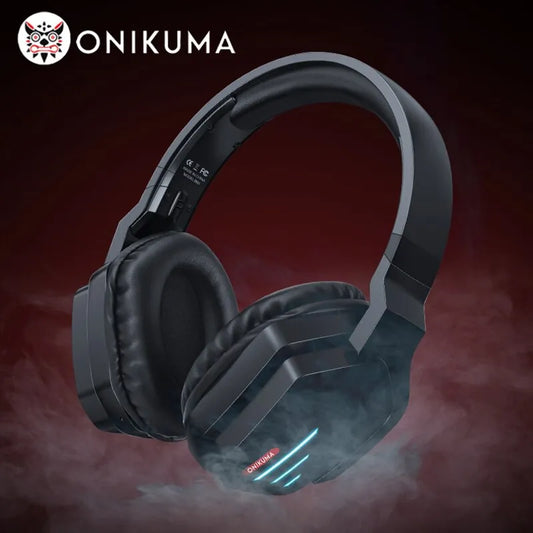 ONIKUMA Wireless Compatible Headphones with LED Light Professional Gaming Headphones Foldable Headset Gamer Earphones For PC PS5