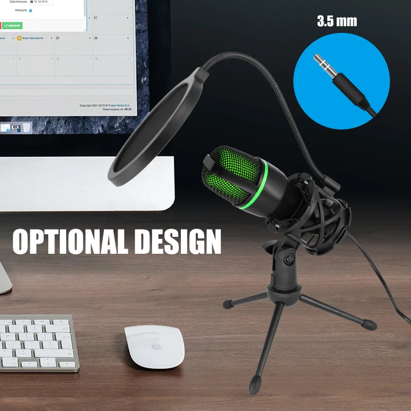 Professional USB Condenser Microphone For PC Laptop Streaming Video Games YouTube Podcasts  Vocals