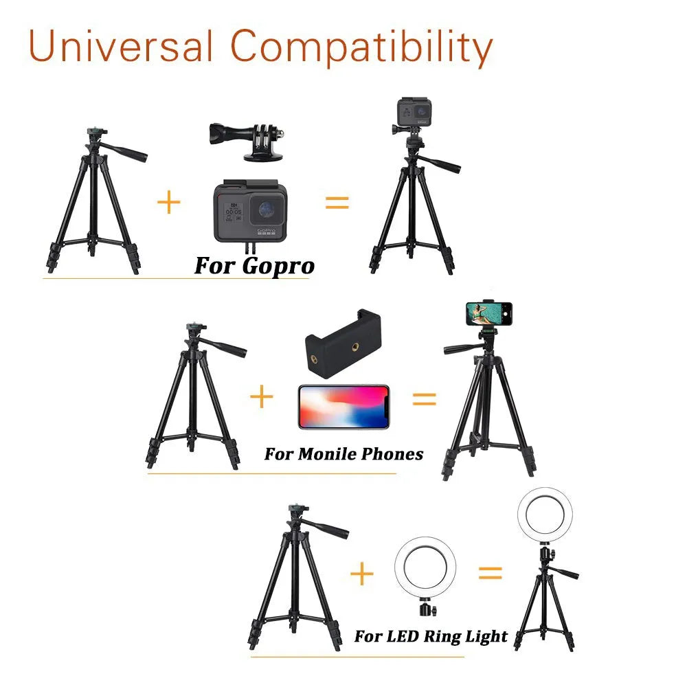NA-3120 Phone Tripod Stand 40inch Universal Photography for Gopro iPhone Samsung Xiaomi Huawei iPhone Aluminum Travel Tripode