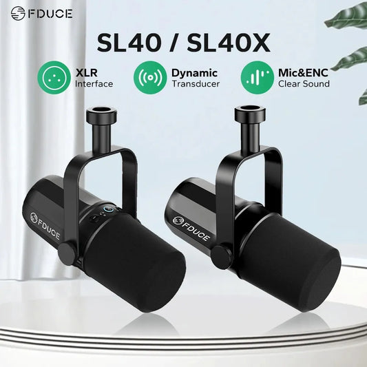 FDUCE Dynamic Microphone SL40X/SL40 Metal Built-in Headset Output Sound Insulation For Podcasts,Live Broadcast and Games
