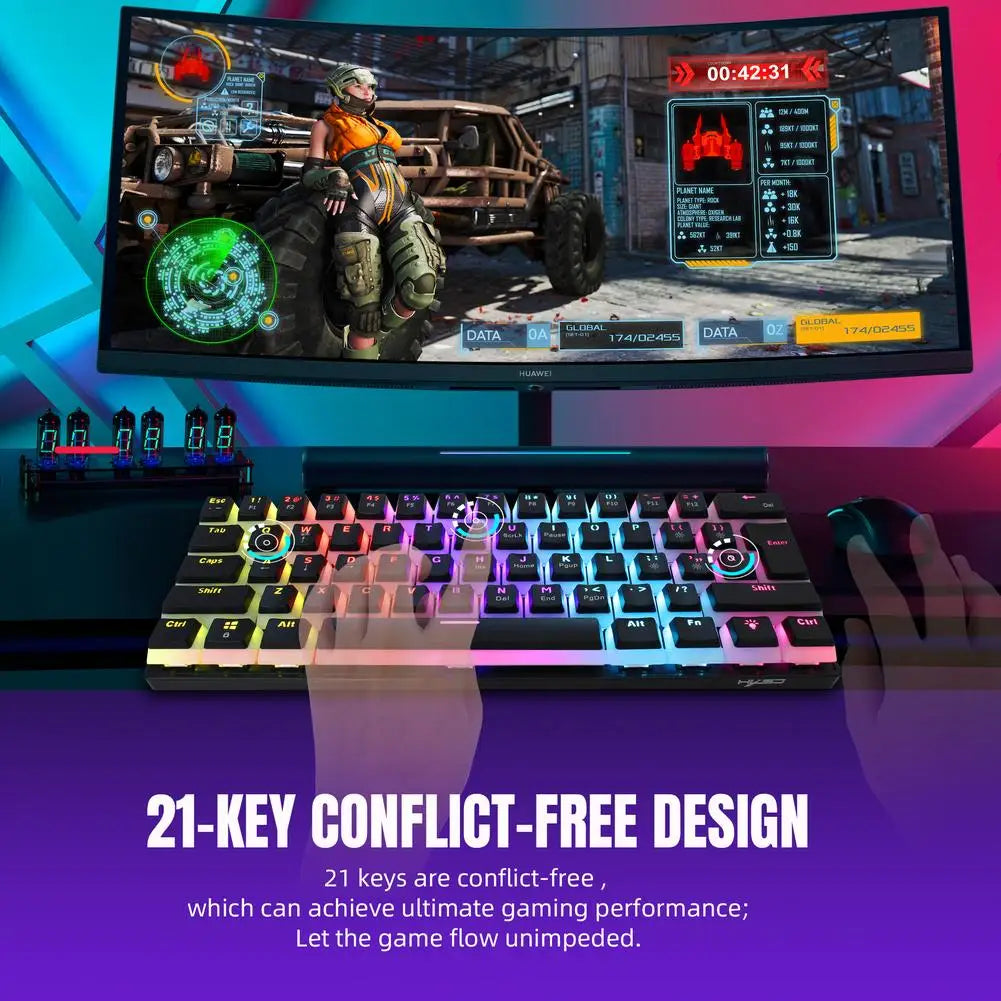L700 Gaming Mechanical Keyboard 61 Keys Usb RGB Backlight 12 Lighting Modes Office Wired Keyboard Anti-ghosting For Gamer Laptop
