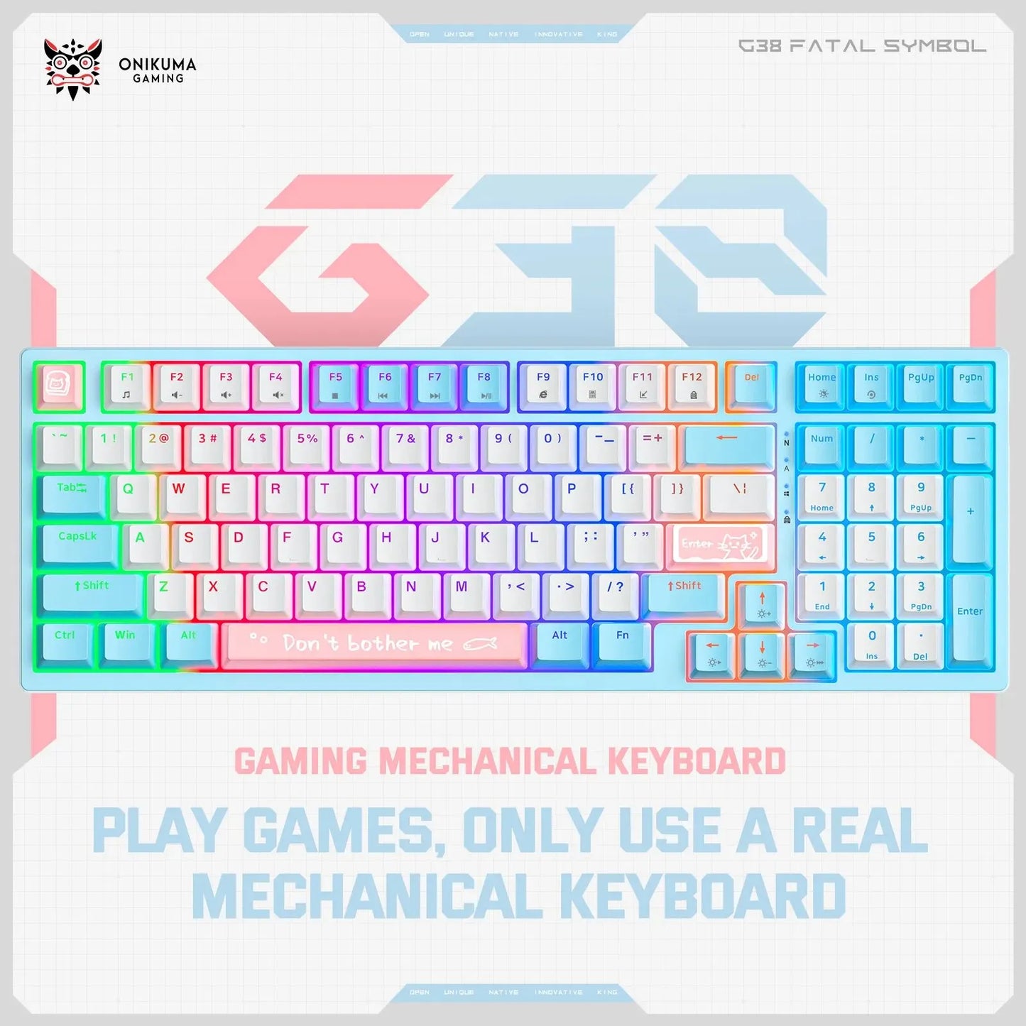 ONIKUMA Portable Fashion Gaming Keyboard Dynamic RGB Backlit Wired Type-C Mechanical Keyboard Hot Swappable 98 Keys Gamer For PC