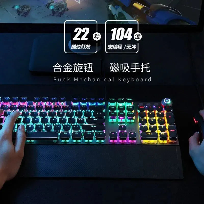 F2088 Mechanical Gaming Keyboard Anti-ghosting 104 Plating Blue Switch Wired Mixed Backlit Keyborad for Game Laptop PC